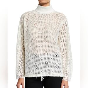 See by Chloé white mesh drawstring turtleneck sweater